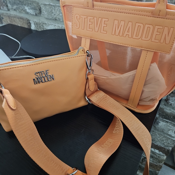 Steve Madden Handbags - Steve Madden Orange Tote and Crossbody Bag Set